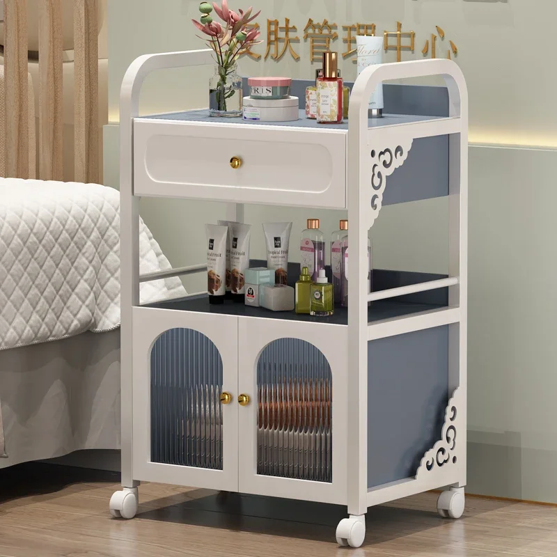 عربة النبيذ المهنية الحلاق الأثاث المنظم العجلات الطبية جماليات صالون محطات عربة الفولاذ المقاوم للصدأ لحام Friseur #5