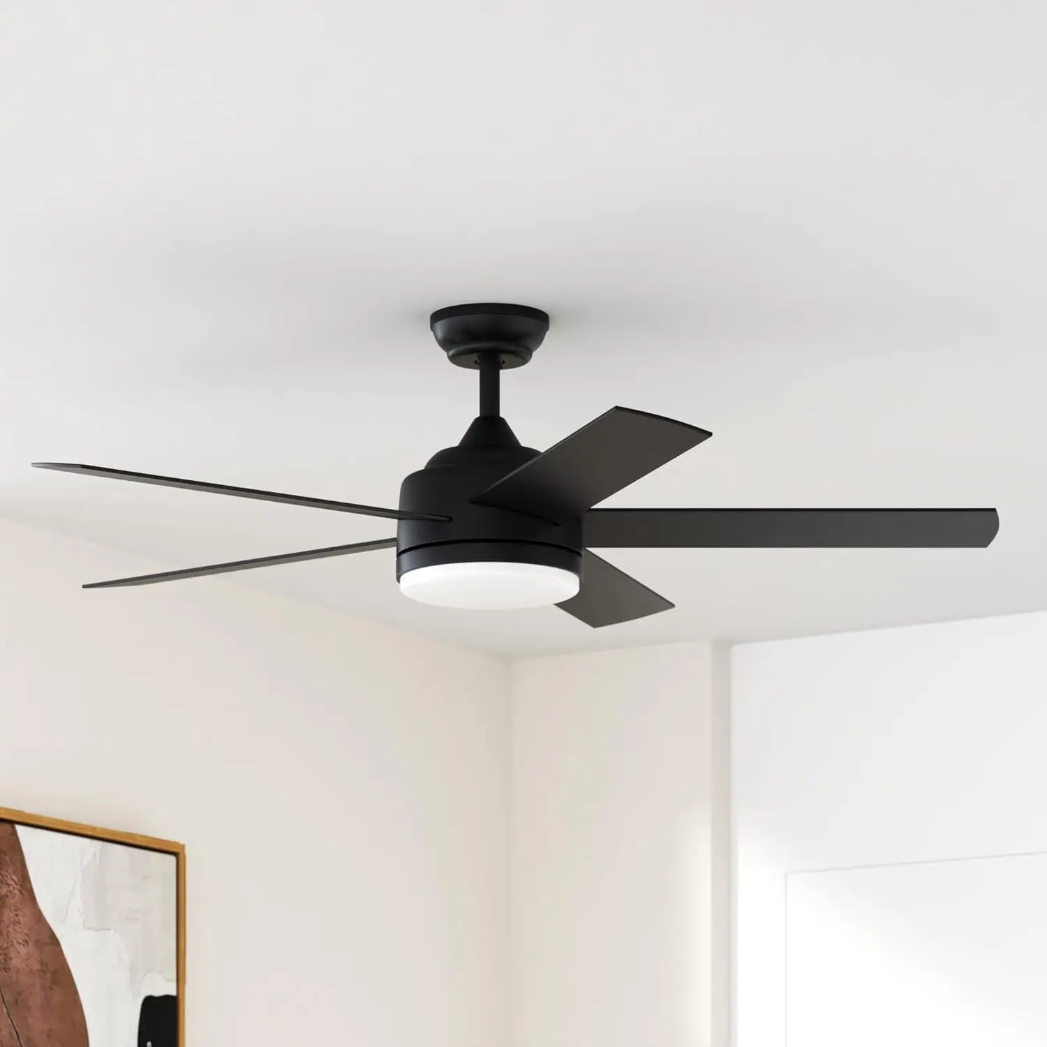 52 inch Black Ceiling Fan with Lights and Remote Control,Dimmable 3 Color temperatures LED,6 Speed Reversible DC Motor,5 Blades