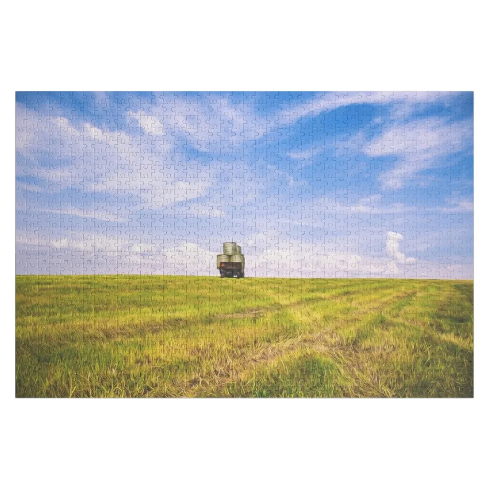 Nature Plains Field Grass Harvest Sky Jigsaw Puzzle Animal Personalized Name Diorama Accessories Custom With Photo Puzzle