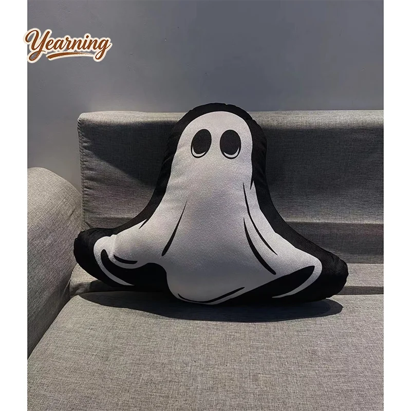

New Style Irregular Plush Pillow Little Ghost Retro Skeleton Cushion Personality Cushion Gift Black White Simple Home Decor