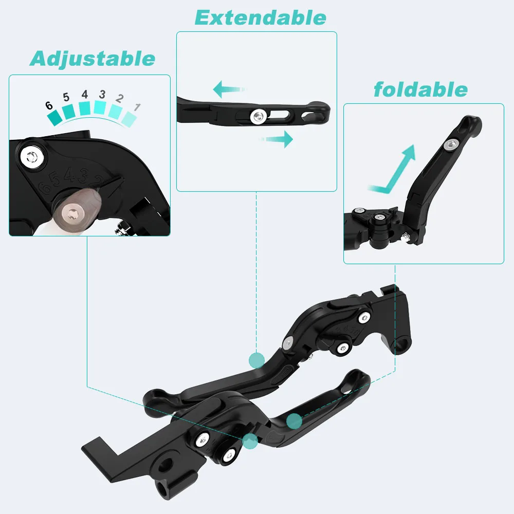 Palancas de embrague de freno de motocicleta, palancas de mango de aluminio CNC, ajustables, plegables, extensibles, para Kawasaki ZX-6RR 2005-2006 ZX 6RR