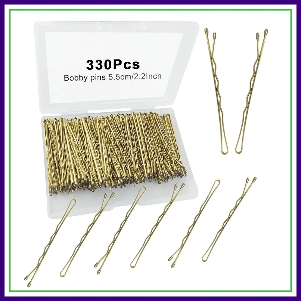 330 Pcs 2.2 Inch Gold Bobby Pins, Super Grip Non Slip Hair Clips with Box, Reusable for All Hair Types