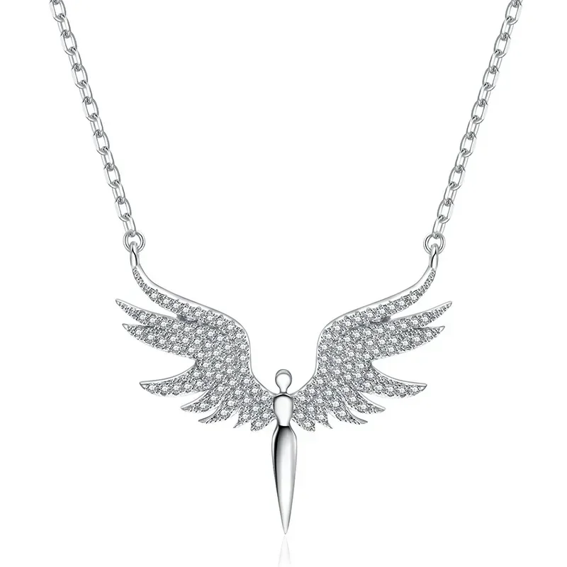 

Two-Tone Sterling Silver and Rose Gold Over Angel with Heart Pendant Necklace