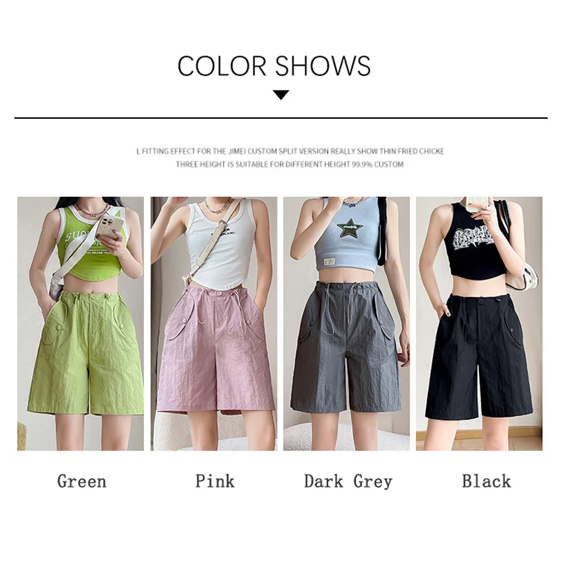 CASUMANL Brand Nylon Cargo Shorts for Woman 2024 Summer Straight Leg Casual Quarter Pants Females Fashion Cheap Women Clothes