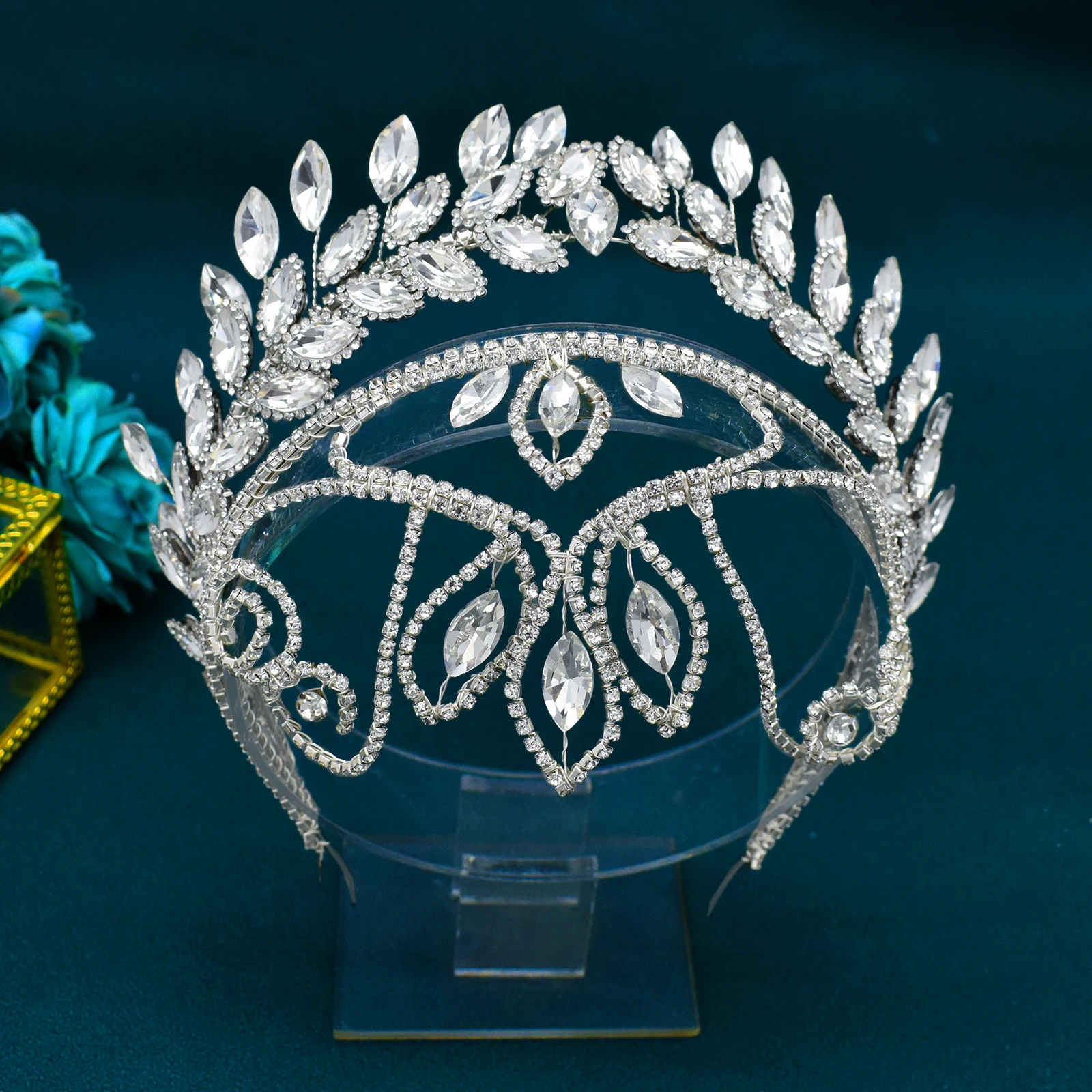 DZ130 Crystal Bridal Tiaras And Crowns Rhinestone Prom Diadem Headband Wedding Hair Accessories Jewelry Bride Hairbands