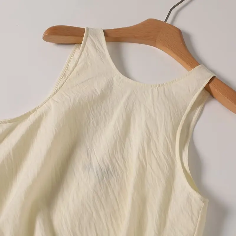 Dave & di nórdico minimalista fora branco sem mangas vestido de tanque feminino moda francesa senhoras em camadas bolo saia midi vestido feminino