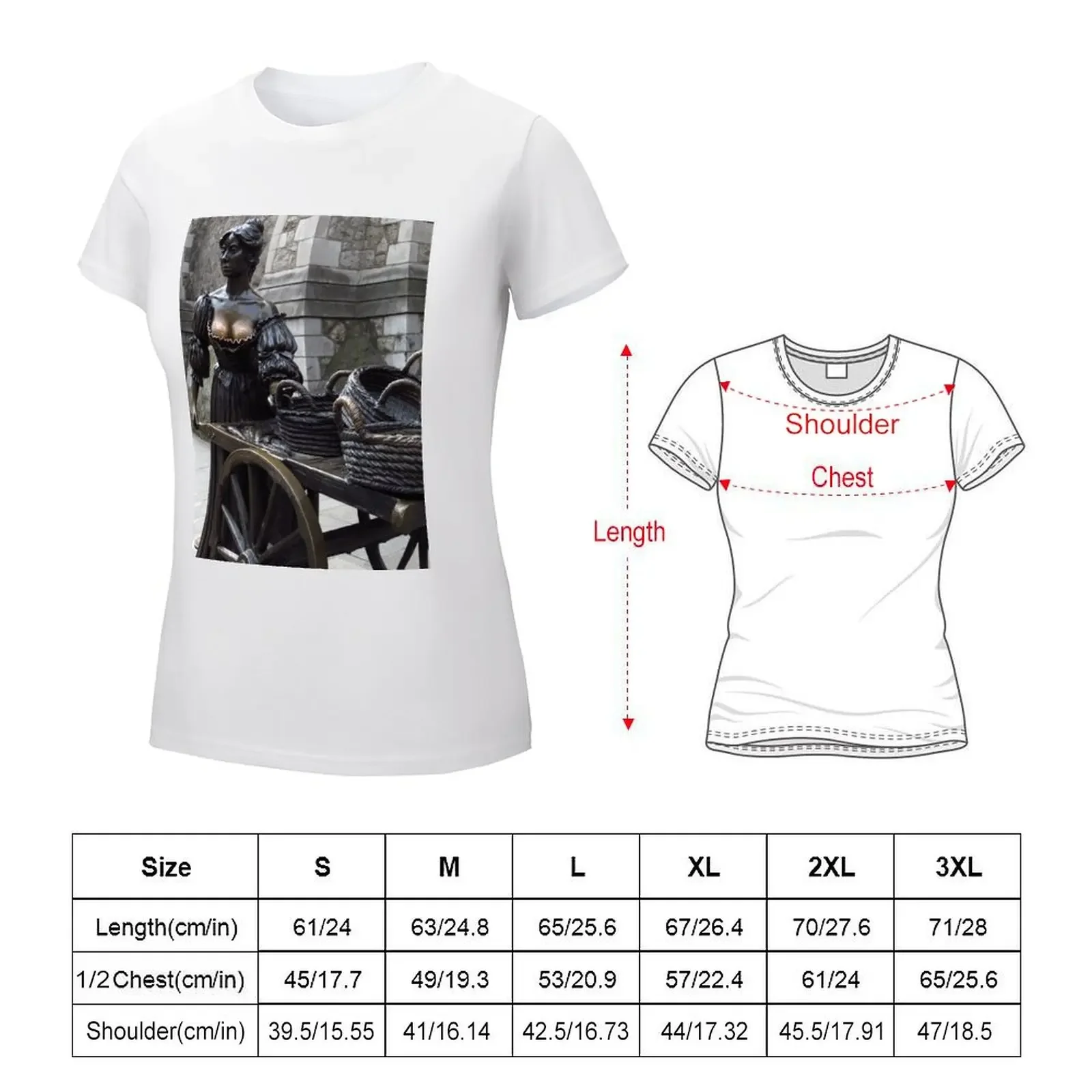 Molly Malone Statue, Suffolk Street, Dublin T-shirt vintage clothes animal print shirt for girls cute clothes Women clothing