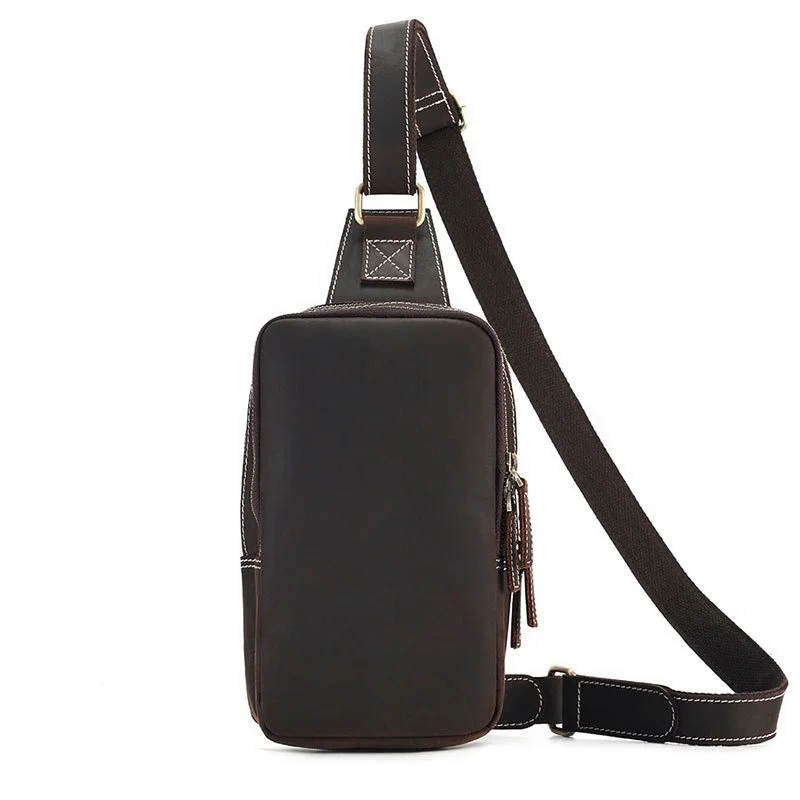 Vintage Leather Men's Crossbody Chest Bag - usage example