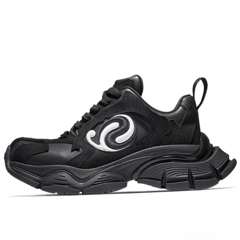 

Genuine Leather Sports Dad Shoes for Men's/Women's Retro Versatile Thick Soled Height Increasing Shoes Lightweight Casual Shoes