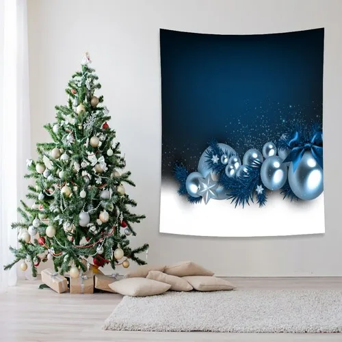 Henge Christmas Balls Christmas Decorations Pine Branches Blue Laci Wall Curtain-Wall Cover image 5