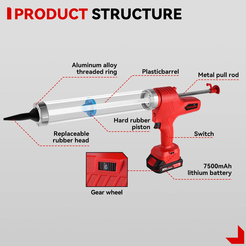 ONEVAN Cordless Electric Glue Gun Multi-function  Electric Glass Caulking Gun Adhesive Glue Sealant Tool For Makita 18v Battery