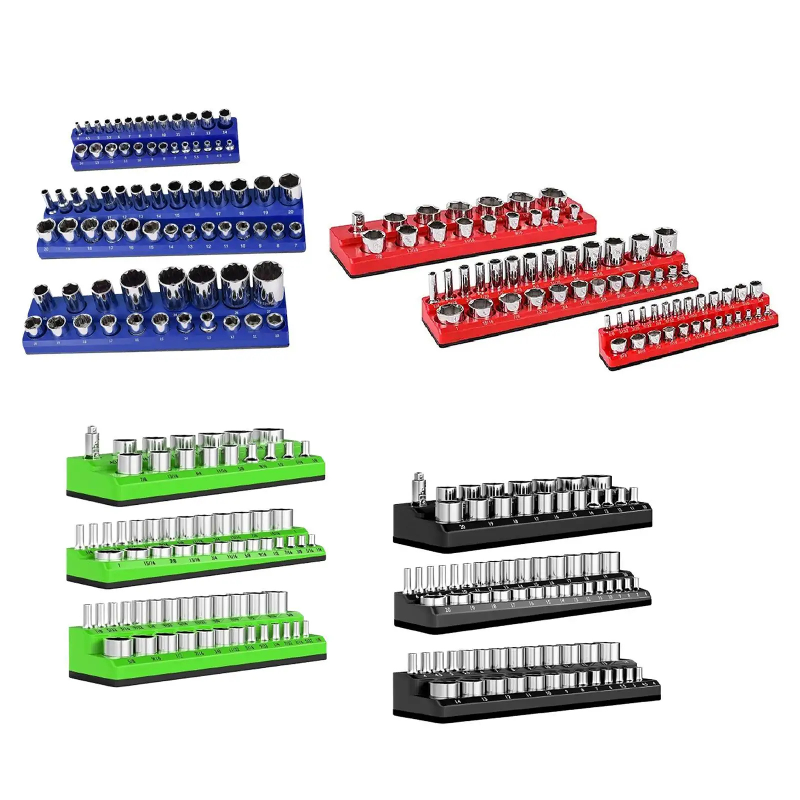 

3 Pieces Magnetic Socket Organizers Socket Racks for Tool Box Workbench