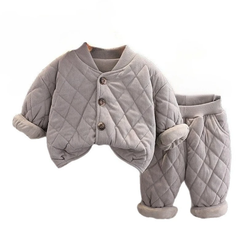 

New Winter Fashion Baby Clothes Suit Children Boys Casual Thick Warm Jacket Pants 2Pcs/Set Kids Girls Clothing Infant Tracksuits