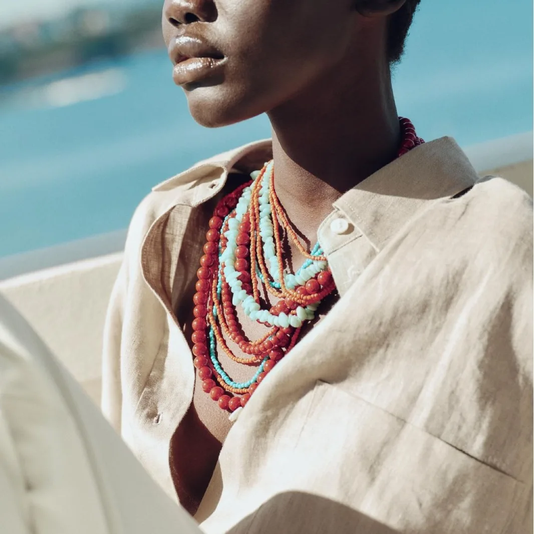 European And American Luxury Design Bead Stacking Collarbone Chain Exaggerated Creativity Layer Baroque Colorful Gravel Necklace