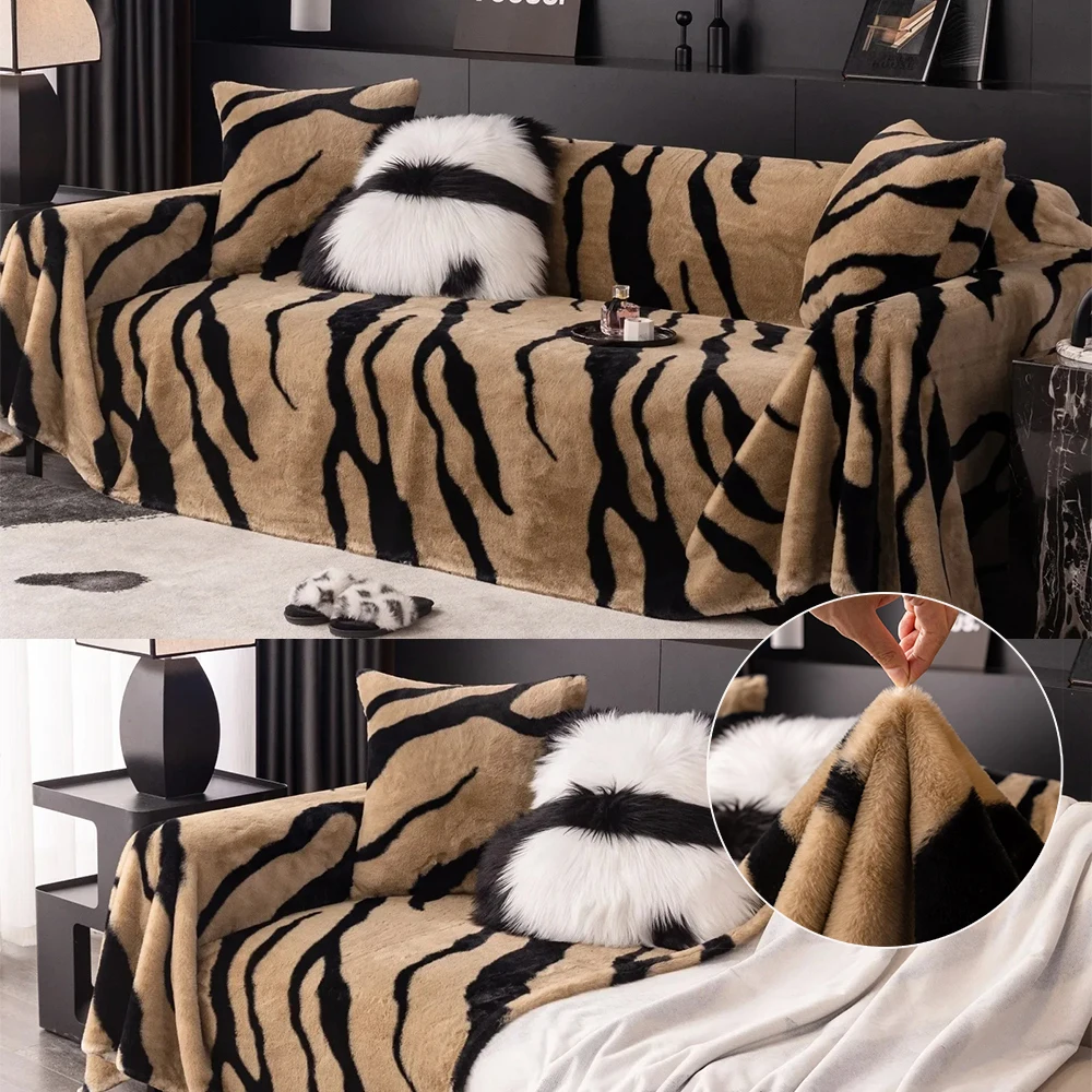 

1PC Throw Blanket for Couch Zebra Blanket Black White Fuzzy Lightweight Warm Cozy Comfy Soft Blanket for Rabbit Plush Bed Sofa