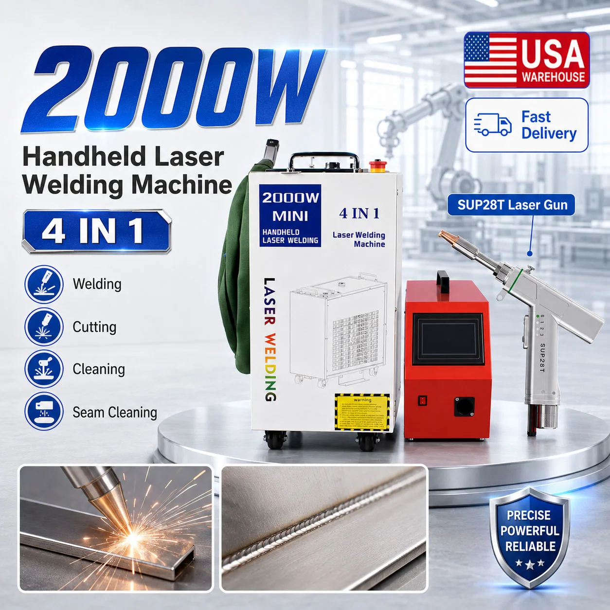 2000W Laser Welding 4 in 1Laser Welding Machine Welding Cleaning Cutting Soldering Machine BWT Fiber  Machine Handheld  Laser Welder for Metal