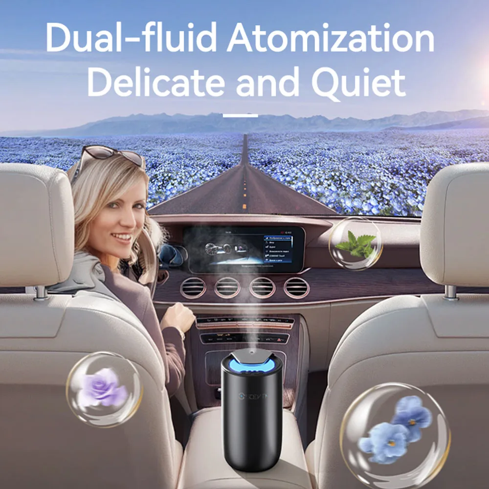 SCENTA Deluxe Electric Portable Car Air Freshener Diffuser with Ambient Light Wireless Automatic Car Air Freshener Fragrance
