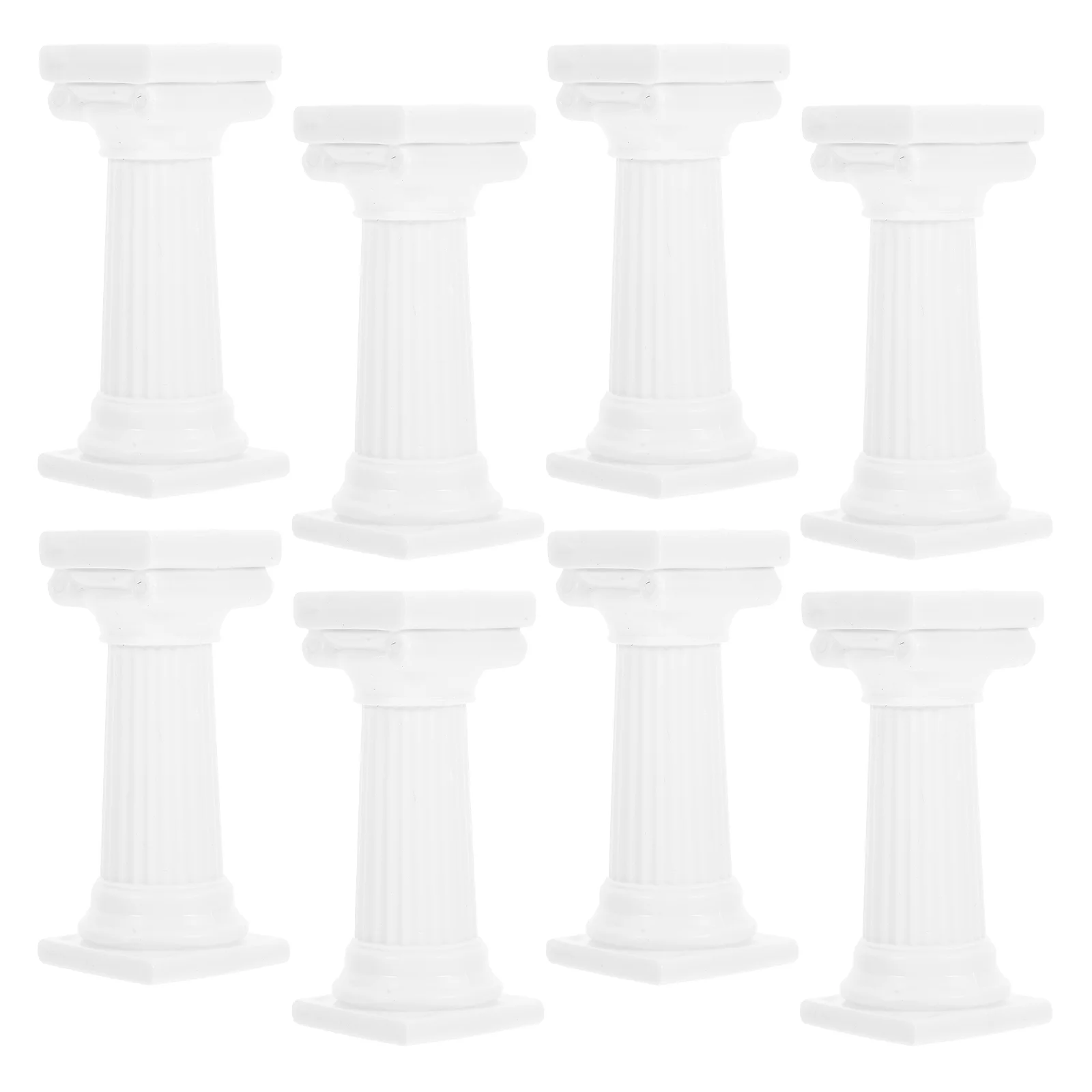8 Pcs Roman Pillar Cake Stand Plastic Small Cakes Pillars Wedding Stands Column Rod White Tiered Desert Table Display Decorate