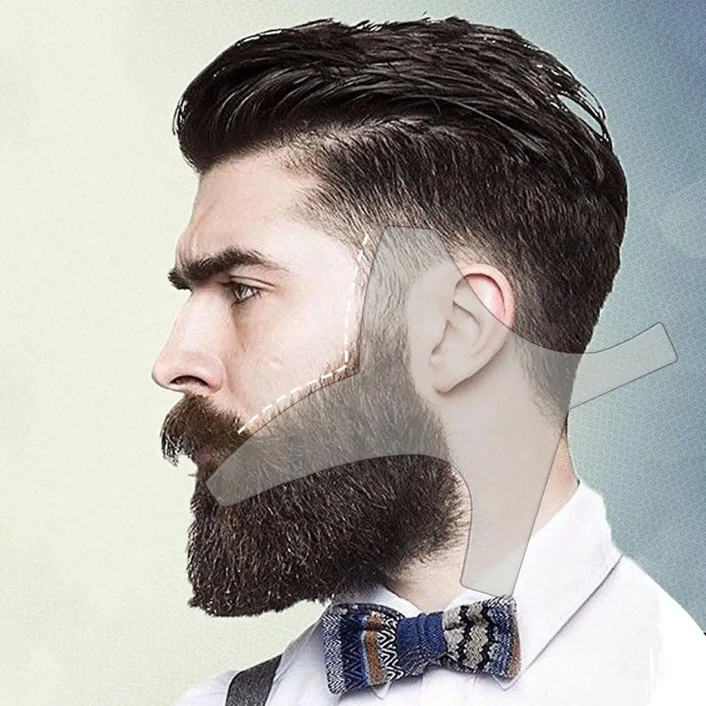 Beard Styling Comb Curved or Straight Goatee Line Trimmer Beard Lineup Guide Kit with Pencil Liner Beard Shaper for Styling