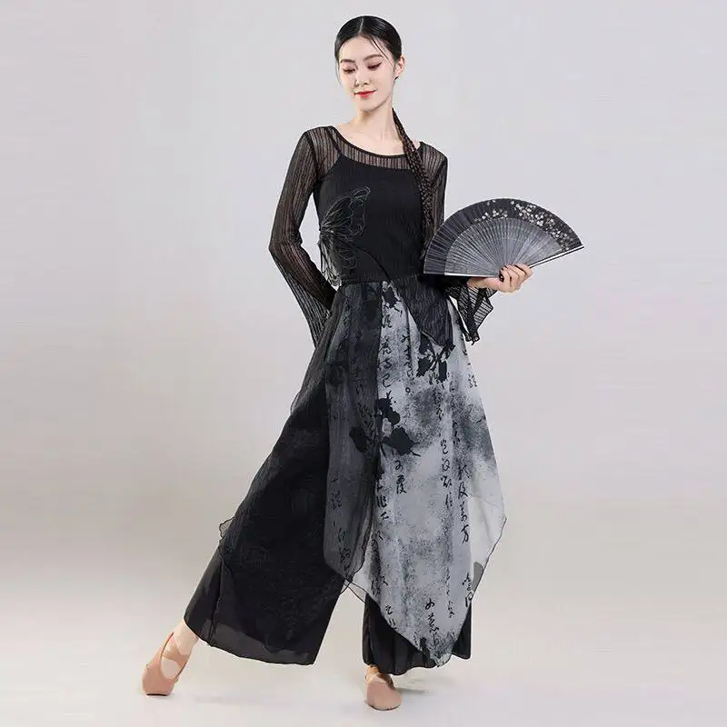 

New Chinese ink and wash classical dance costumes, national style elegant body rhyme art test practice performance suit