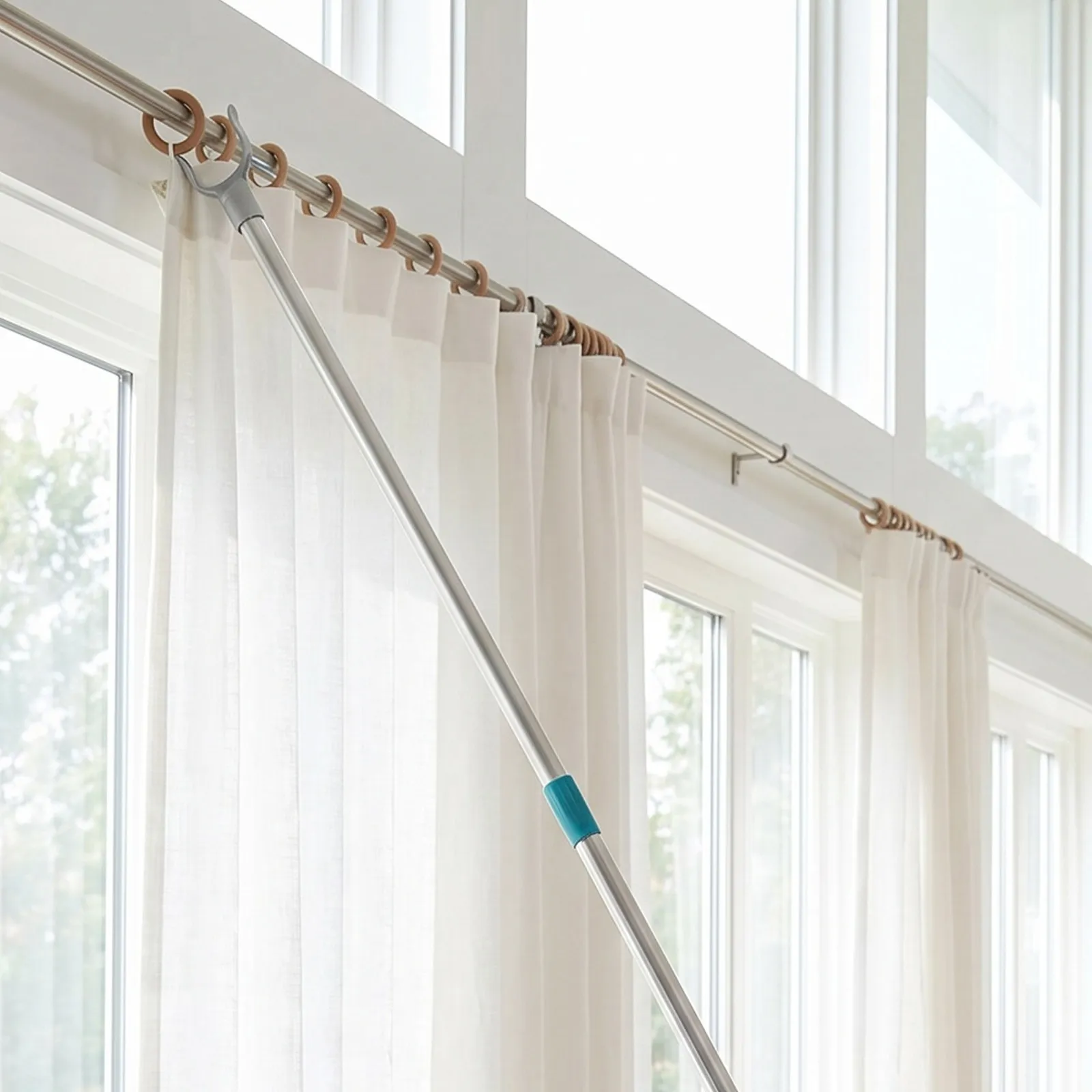 2Pcs Adjustable Clothes Pole Stainless Steel Telescoping Rod Detachable for Wardrobe Ceiling Drying Laundry Organization