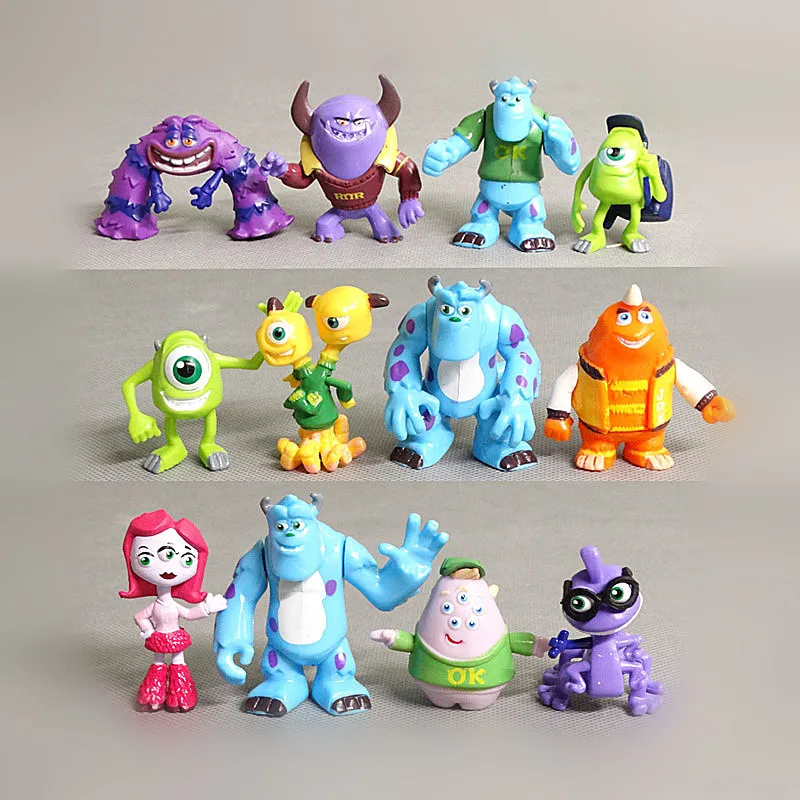 12pcs/set Monsters University Inc. James P. Sullivan Michael Wozosky Carton Cute Anime Action Figure Toys 5-7CM