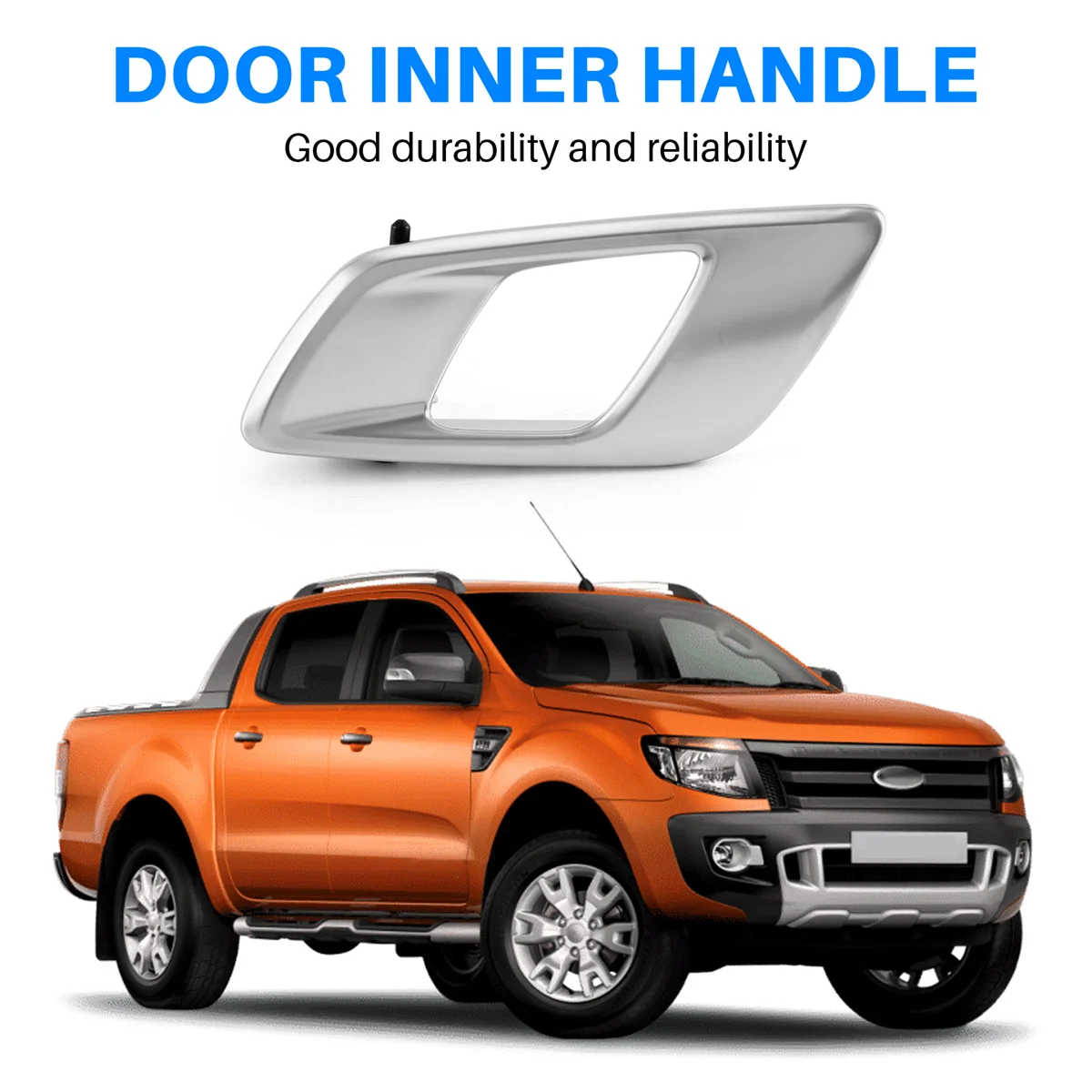 Maçaneta interna da porta interior do carro esquerdo, cinza prateado, Ford Ranger, Everest 2015-2021, Mazda BT50 2012-2019