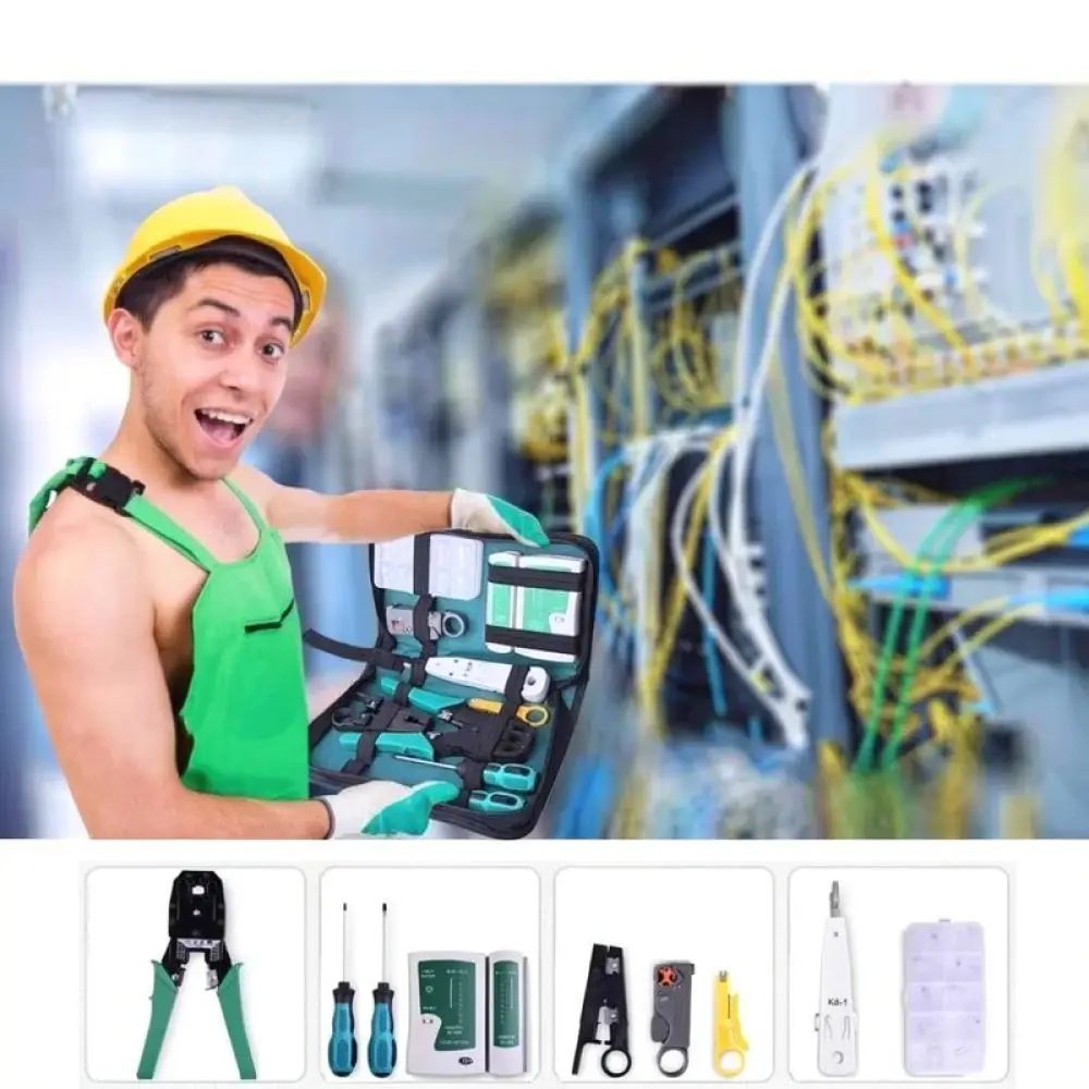 Complete Network Installation Tool Kit Cable Tester Crimper Set Reliable Hardware Maintenance Kit For Office Network