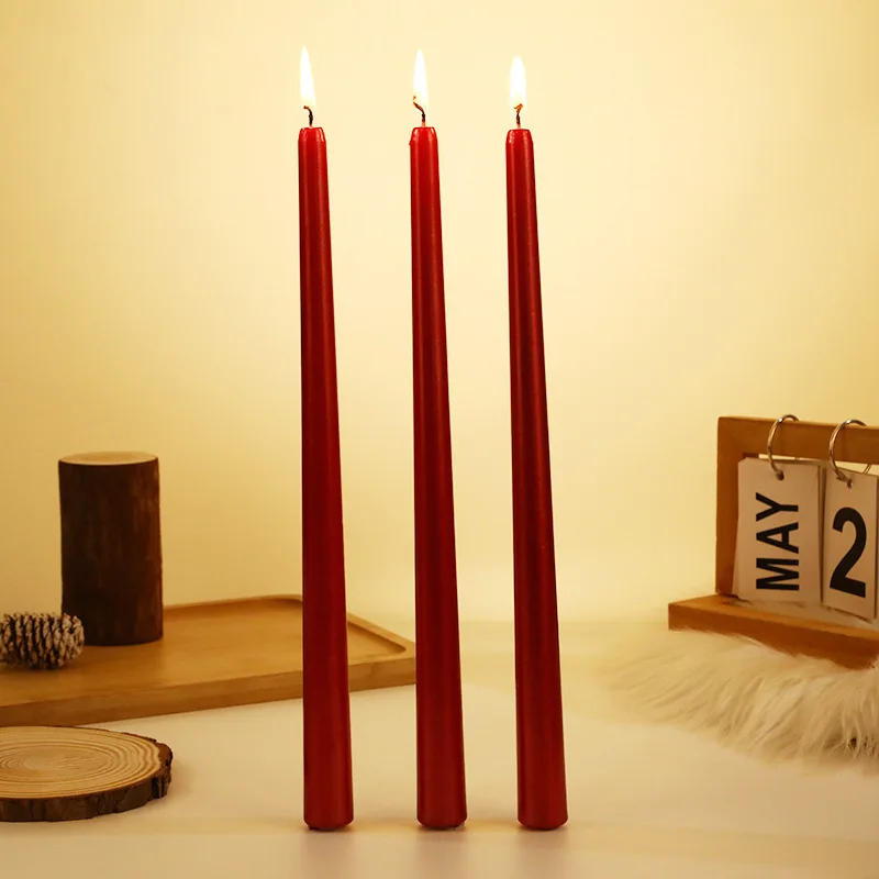 30cm Electroplated Color Long Rod Candle Cone Wax Household Lighting Candle Smokeless And Tineless Candlelight Dinner Rod Wax