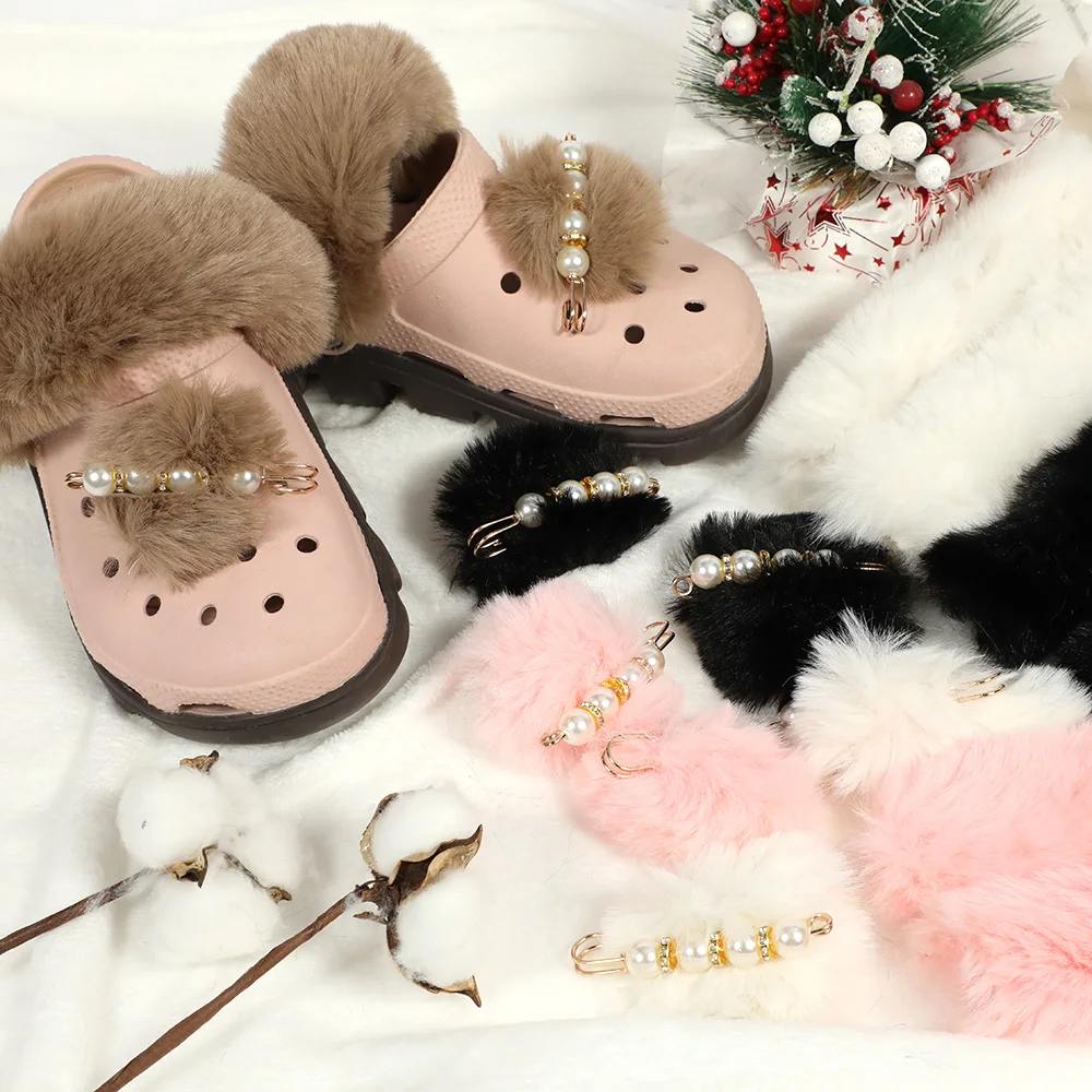 Hot Sale 1 Pair Fur Shoelace Cover Removable Winter Soft Fluff Shoes Charms Back Belt Covers Shoe Accessories Unisex Shoe Buckle