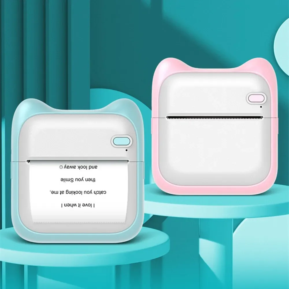 Printer Saku Portabel Ponsel Pencetakan Bluetooth Nirkabel Label Pelajar Kode QR Mesin Cetak Kertas Termal Android IOS