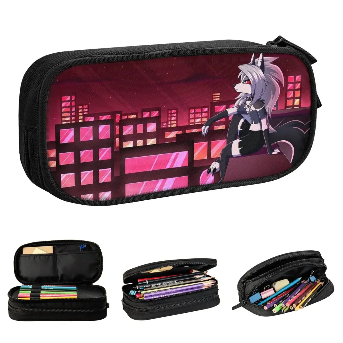 

New Kawaii Helluva Boss Loona Pencil Case Anime Pencil Pouch Pen for Student Large Storage Bag School Supplies Zipper Stationery