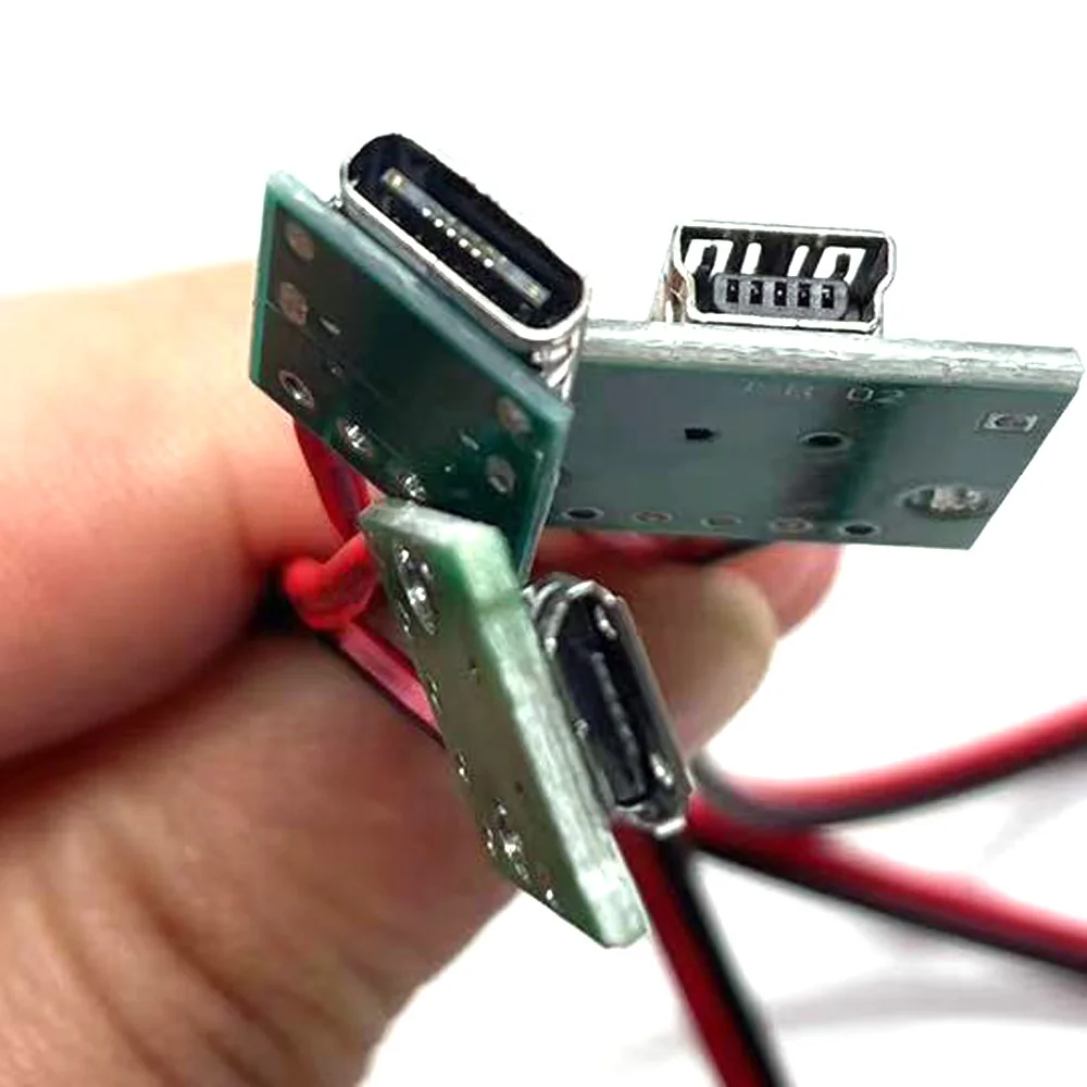 1/10PC Micro Type-c Mini T port PCB with cabel Converter Adapter USB to DIP 5V Breakout Board charging cable soldering connector