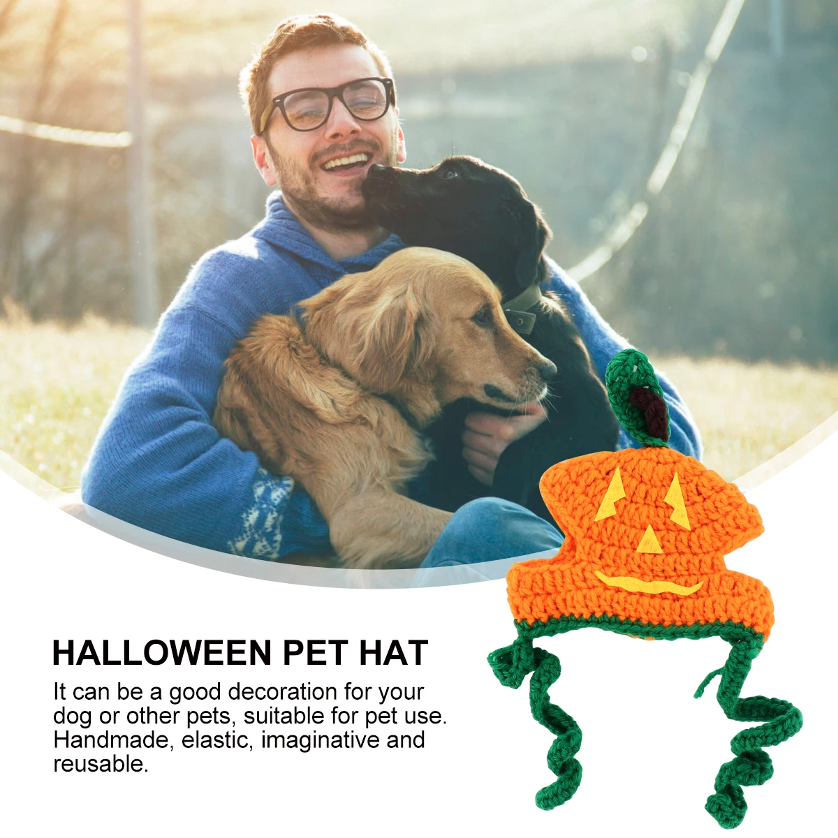 

1Pc Pumpkin Hat Halloween Pet Costume Soft Comfortable Stylish Exquisite Handmade Elastic Reusable Premium Material Dog Clothing