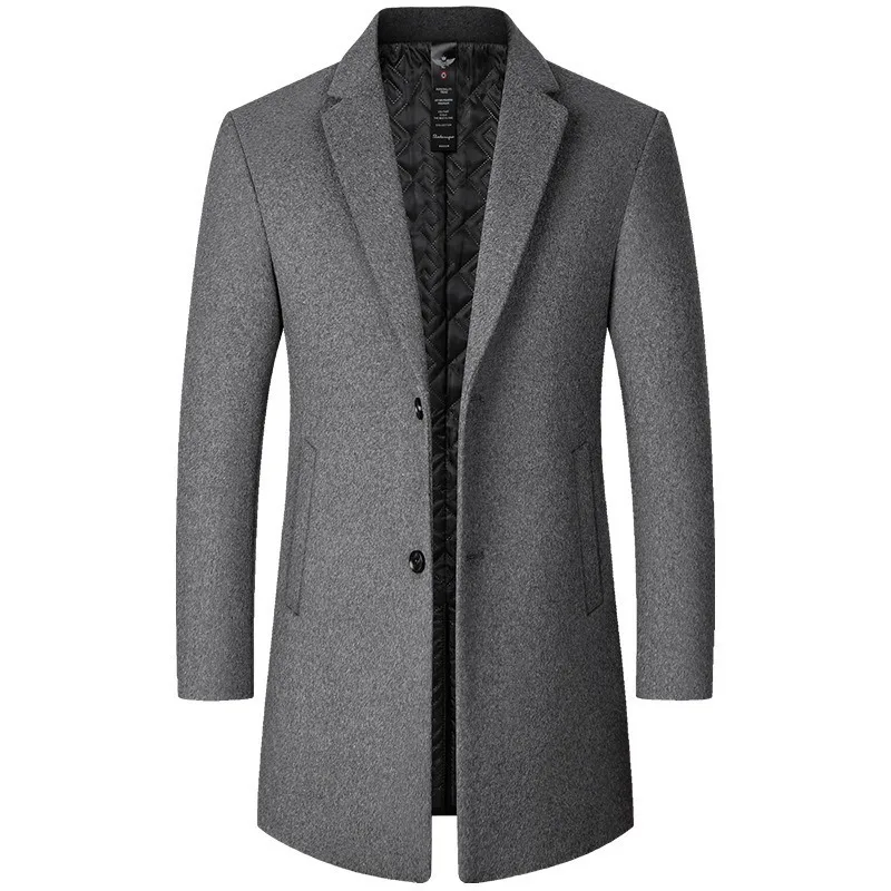

Mid Length Wool Coat Men Middle Aged Smooth Fur Casual Woolen Jacket New Style Trench Coat