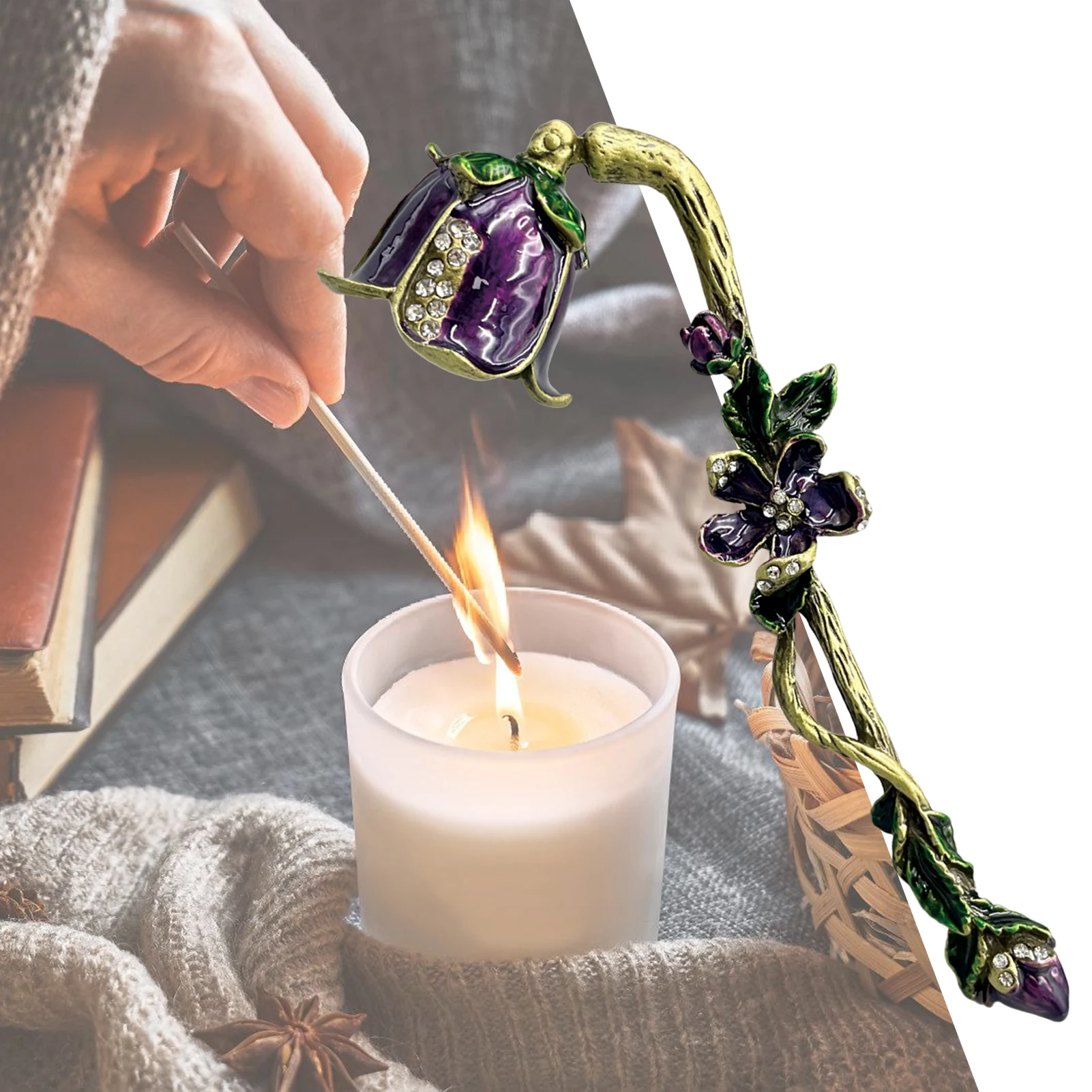 Candle Lovers Candle Snuffer Home Decor Retro Vintage Alloy Flower Extinguisher for Safely Putting Out Tea Light Candles