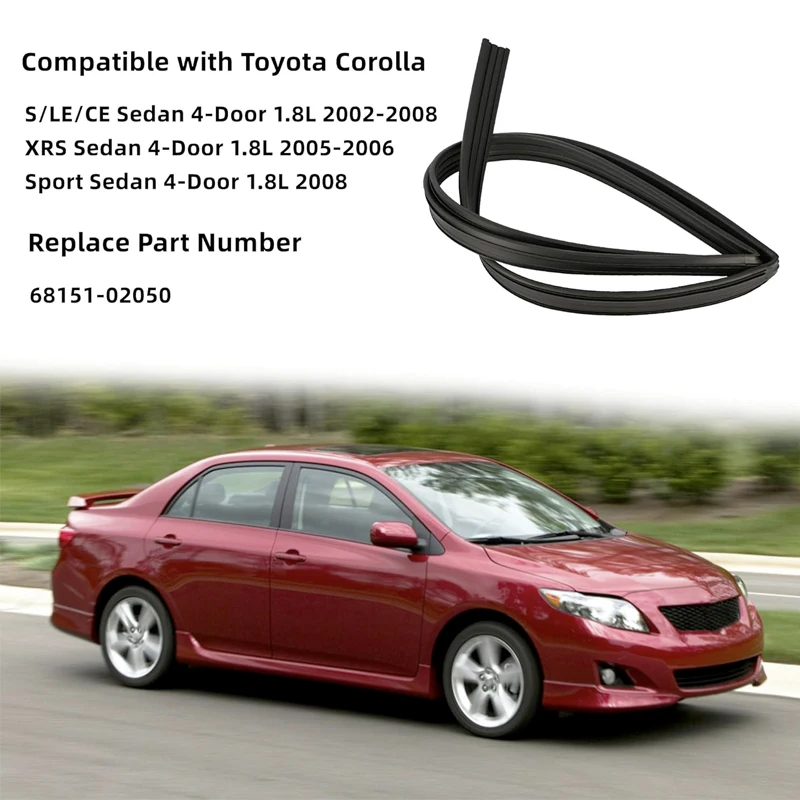 68151-02050 Car Door Window Run Channel Seal Rubber Strip For Toyota Corolla S LE CE XRS Sport Sedan 4-Door 1.8L 2002-2008