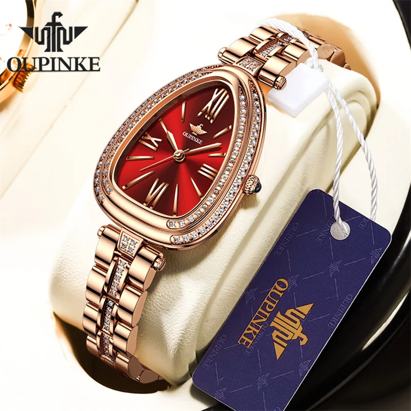 

OUPINKE New Quartz Watch for Women Design Elegant Rose Gold Watchstrap Ladies Waterproof Wristwrist Watches reloj mujer