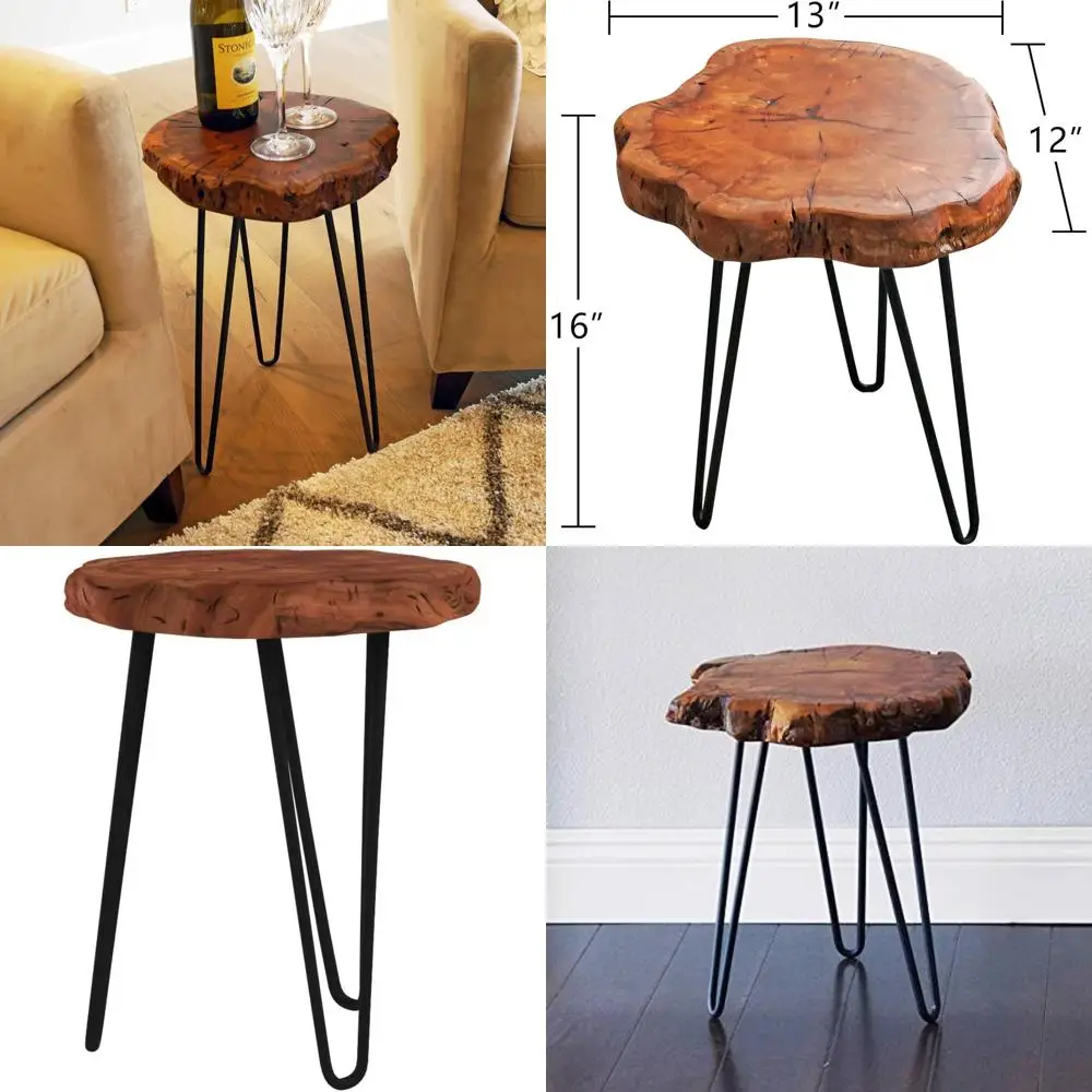Live Edge Date Tree End Table with Unique Shape, 13 W x 12 D x 16 H, Suitable for Plant Stand in Living Room, Bedroom, or Home O