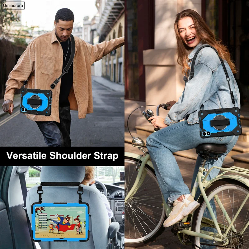 

For Xiaomi Redmi Pad SE 8.7 10.6 11 Pad2 Pro 12.1 inch POCO Pad 12.1" Shockproof Silicon PC Tablet Case Stand Strap Rugged Funda