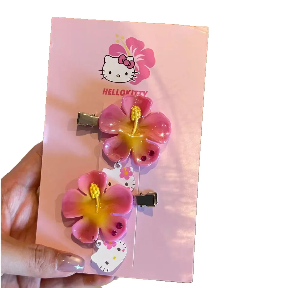 かわいいサンリオハローキティフラワーヘアクリップセットピンク