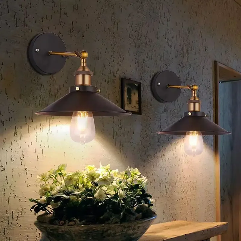 American industrial style wall lamp staircase hallway bedside wall lamp Retro decorative wall light iron wall lamp
