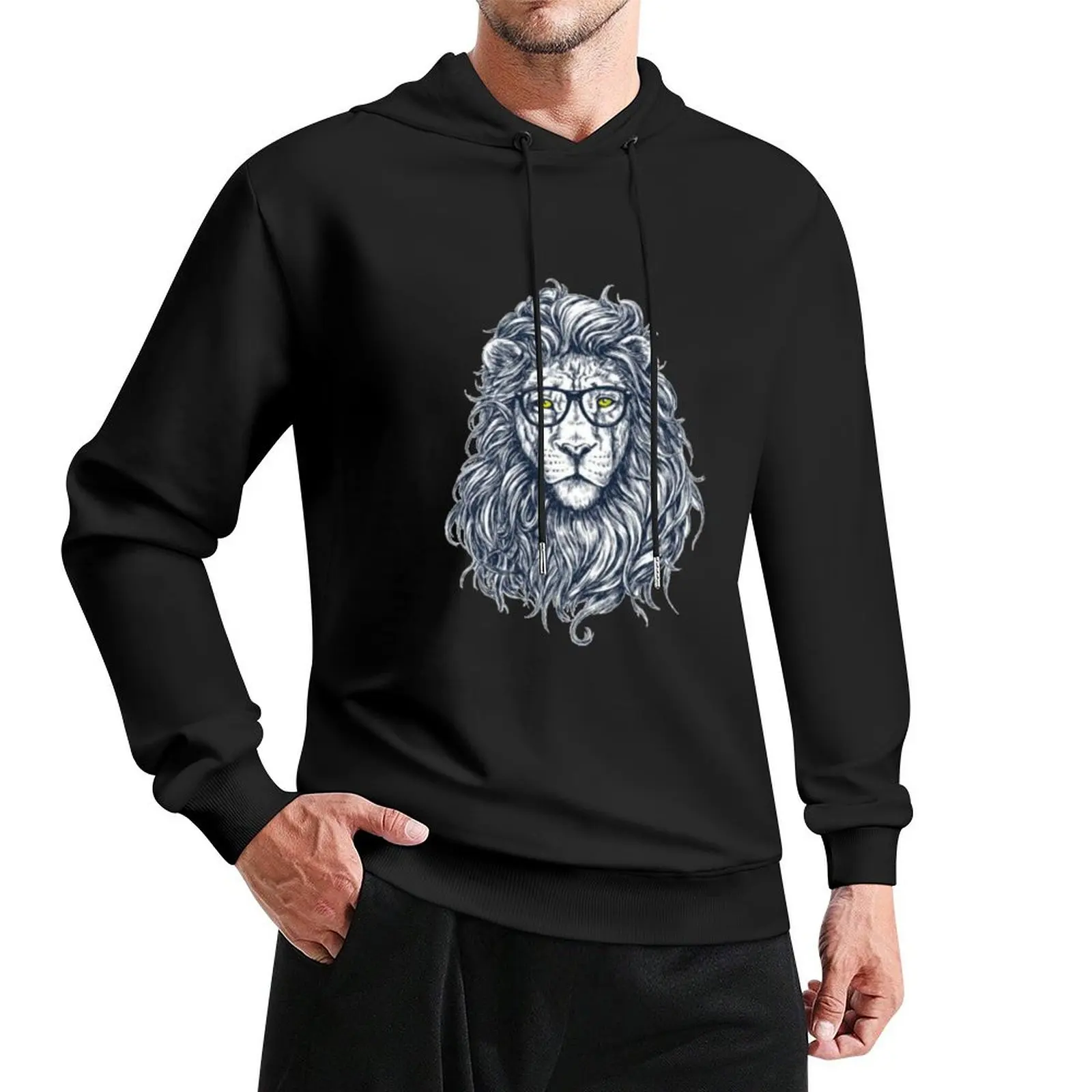 

cultured lion with glasses Pullover Hoodie autumn new products men's sweat-shirt mens clothes mens hoodies