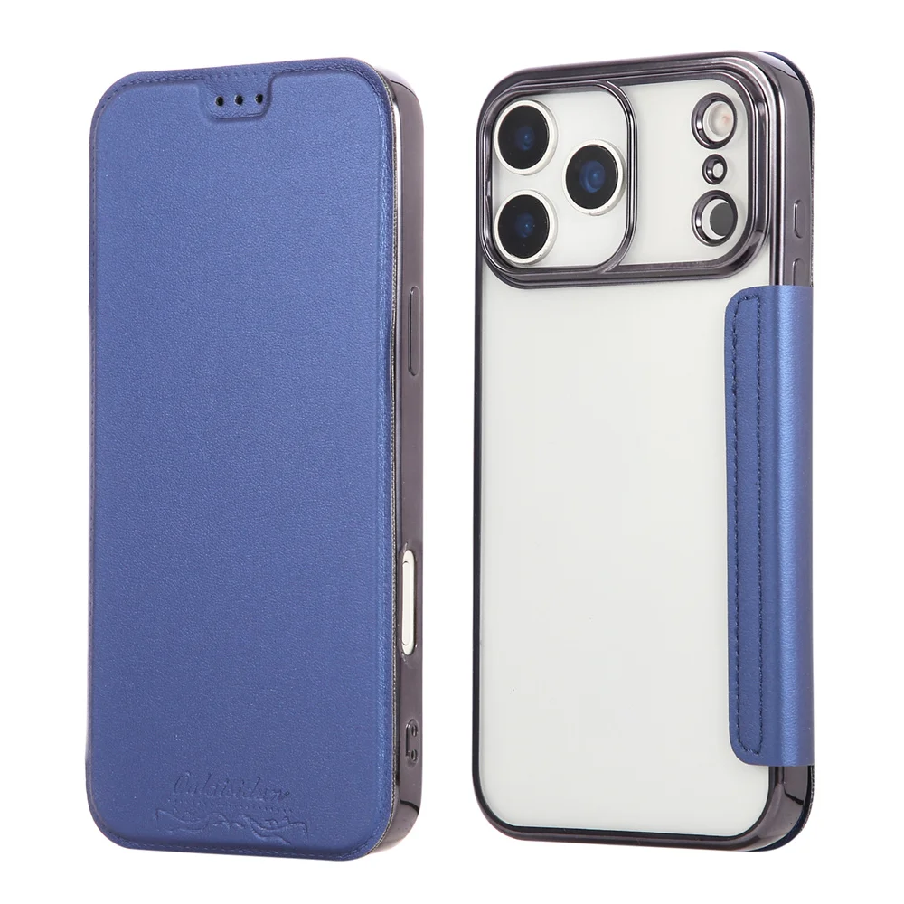 Luxuriöse transparente Flip-Lederhülle mit Kartenfächern für iPhone 18 16 17 Pro Max 14 15 13 12, plattierte weiche Silikonhülle – Detail 11