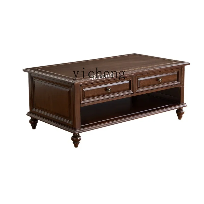 

TQH coffee table country retro TV cabinet combination living room log ash wood storage furniture