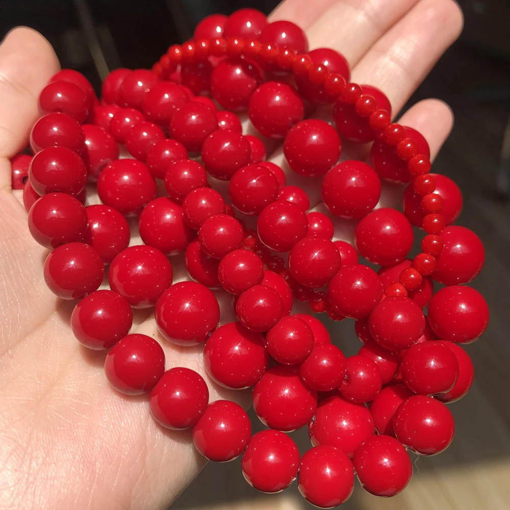 Wholesale Natural Stone Beads Dark Red Coral Round Charm Loose Beads For Jewelry Making 4mm-12mm Pick Size Diy Bracelet 15\