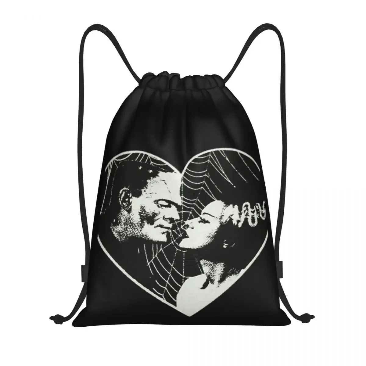 Frankenstien And Bride Of Frankenstein In Love Racerback Portable awstring Bags Backpack Storage Bags Outdoor