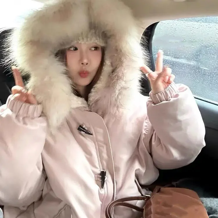 Women's Winter Hooded High Waist Padded Sport Parkas Coats Female Elegant Thick Warm Pockets Windproof Skiing Jackets