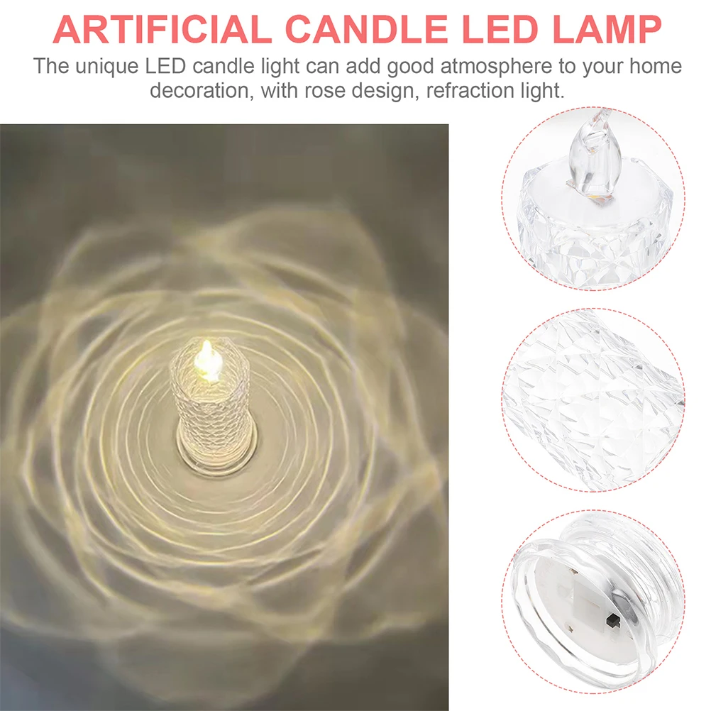 

2pcs Electronic Light LED Flameless Candles Decorative Night Lamp Romantic Party Lights Plastic for Home