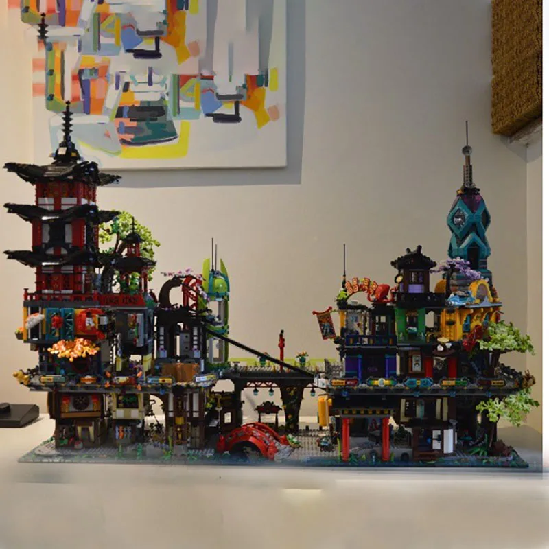 MOC Building Blocks Urban Retro Fantasy Architecture Model Ninja Tower Technology Bricks Toys